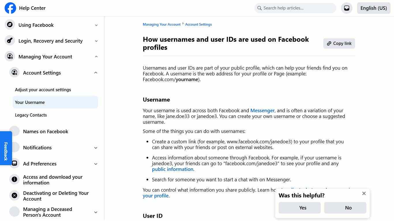 How usernames and user IDs are used on Facebook profiles Facebook Help Center